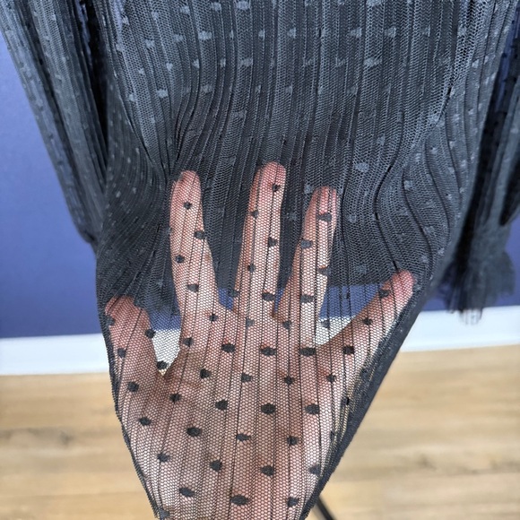 1. State Smocked Sheer Dot Top, Black, Estimated size large - Picture 5 of 6